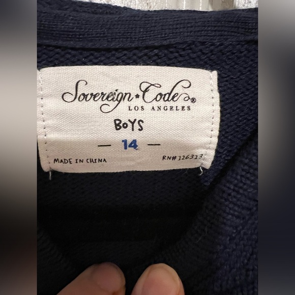Sovereign Code Boys Navy Sweater Hoodie in Size 14 EUC! - Picture 2 of 12